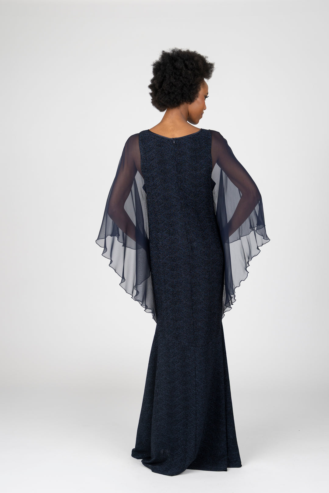 AVALON Chiffon Drape Sleeve Gown