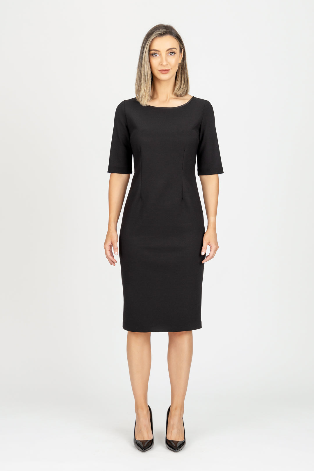 Lisa Barron | BOSTON Round Neck 3/4 Sleeve Dress | Made In Melbourne Lisa Barron | BOSTON Round Neck 3/4 Sleeve Dress | Made In Melbourne