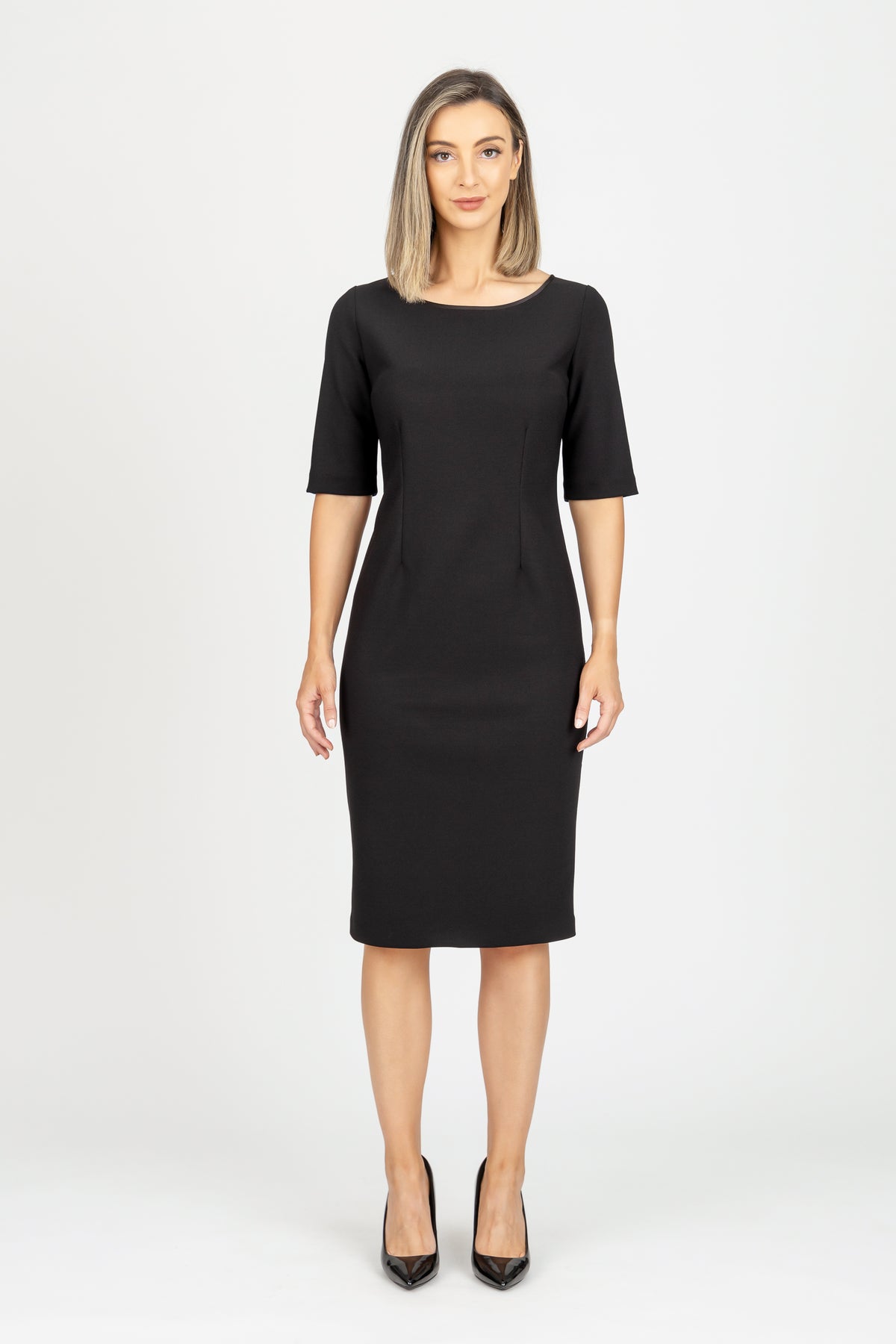 BOSTON Round Neck 3/4 Sleeve Dress | Made In Melbourne - Lisa Barron BOSTON Round Neck 3/4 Sleeve Dress | Made In Melbourne - Lisa Barron