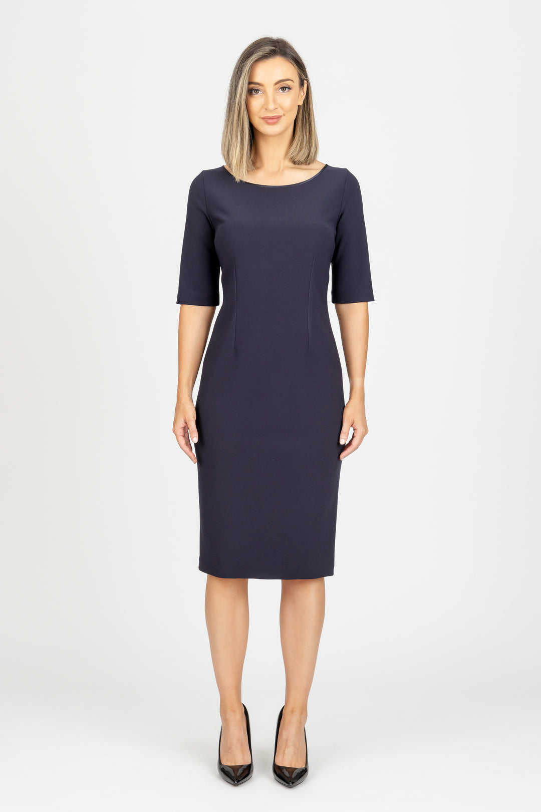 Lisa Barron | BOSTON Round Neck 3/4 Sleeve Dress | Made In Melbourne Lisa Barron | BOSTON Round Neck 3/4 Sleeve Dress | Made In Melbourne