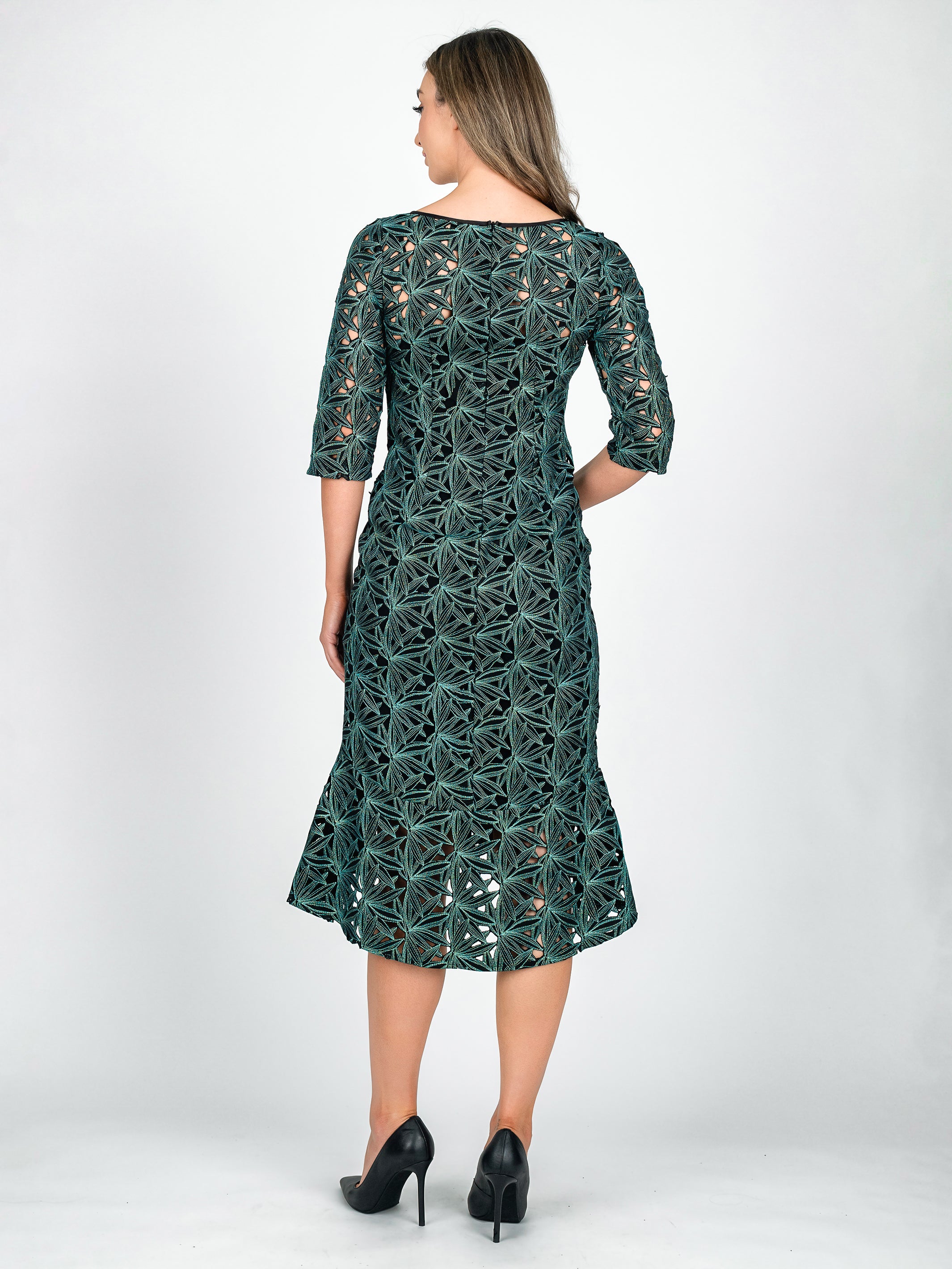 BOTANICA 3 4 Sleeve Flute Hem Dress