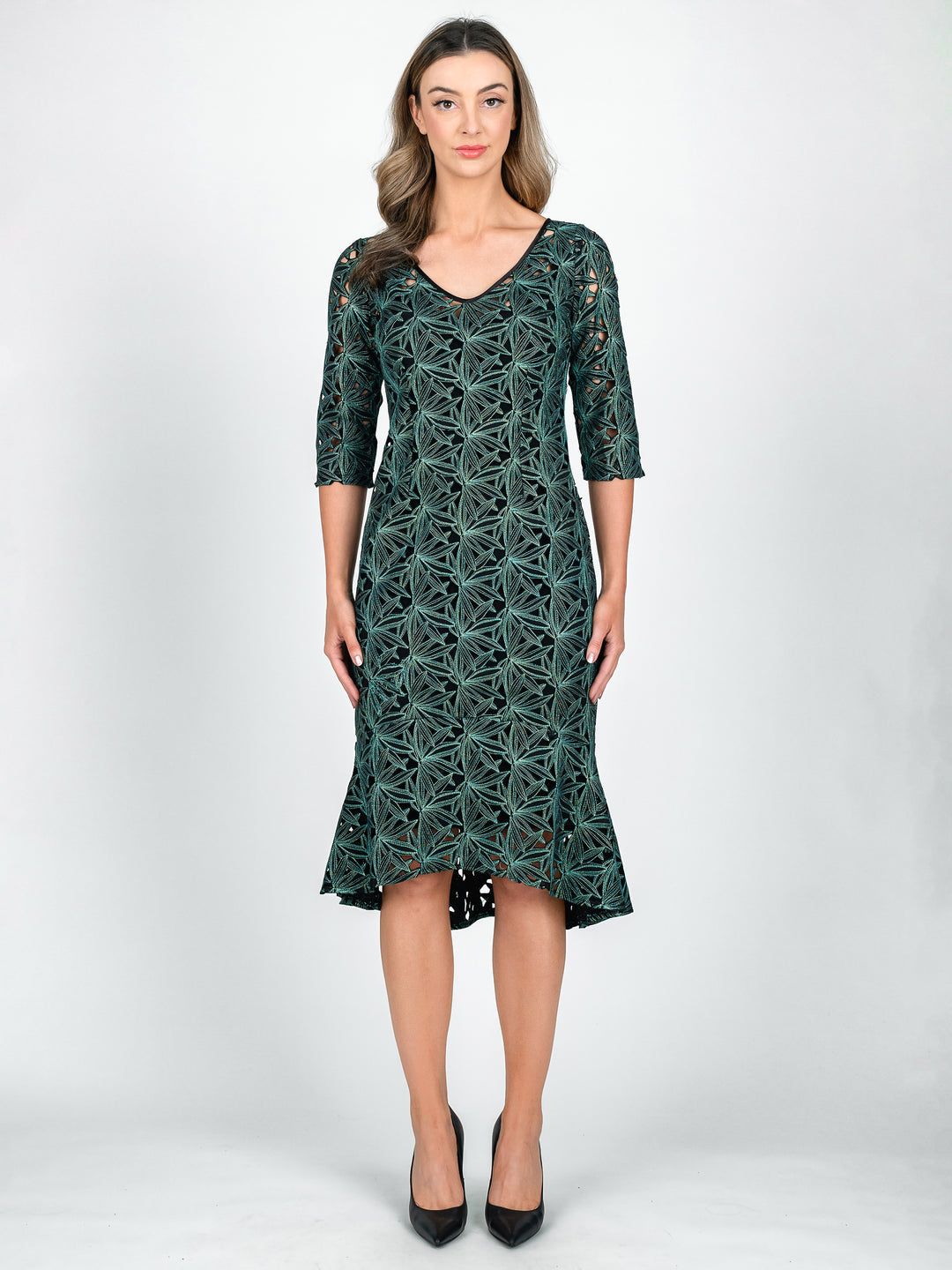 Lisa Barron | BOTANICA 3/4 Sleeve Flute Hem Cocktail Dress | Australian Made Lisa Barron | BOTANICA 3/4 Sleeve Flute Hem Cocktail Dress | Australian Made