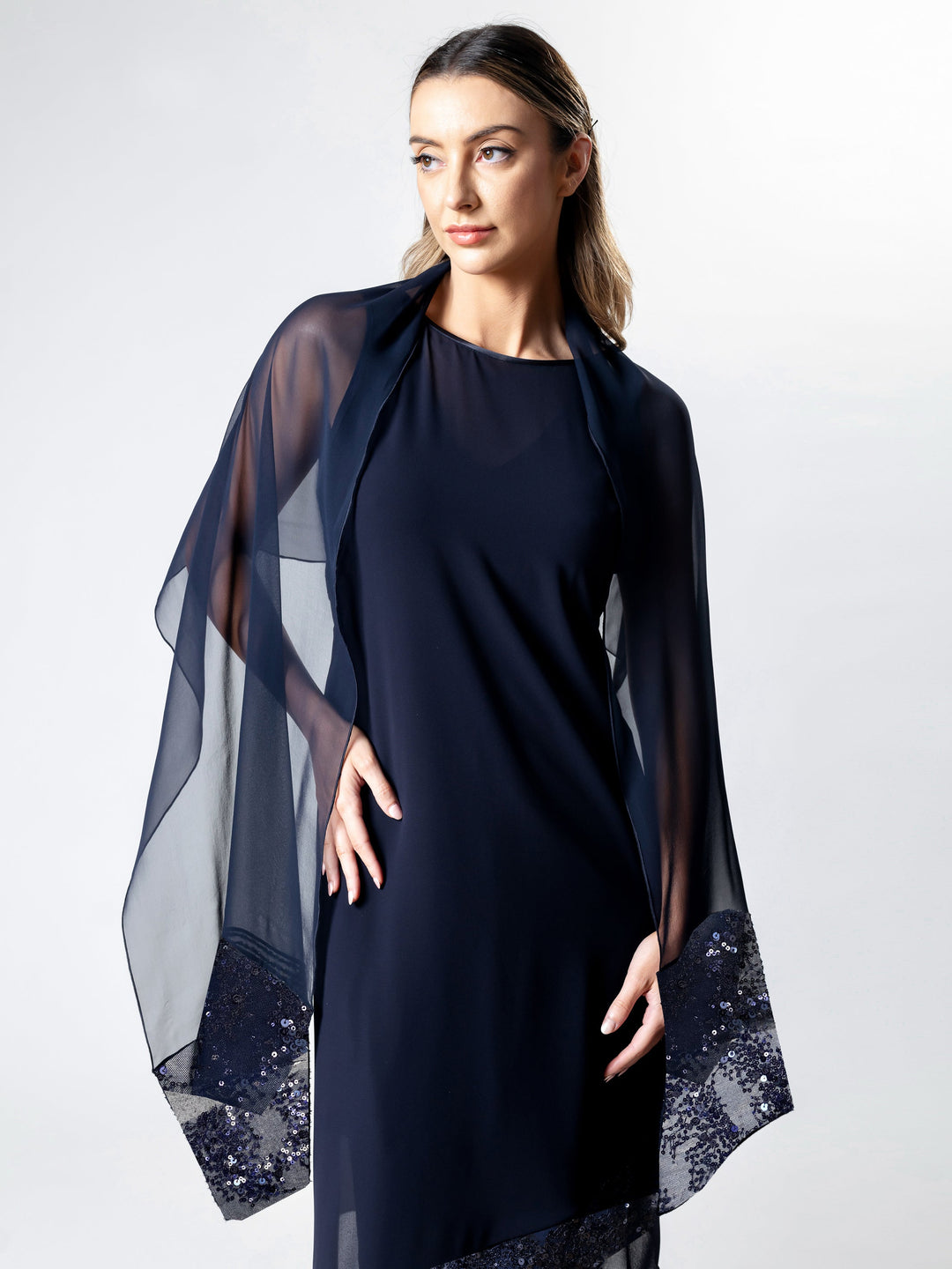 chiffon overlay dresses Lisa Barron | NAUTILAS Chiffon Overlay Cocktail Dress