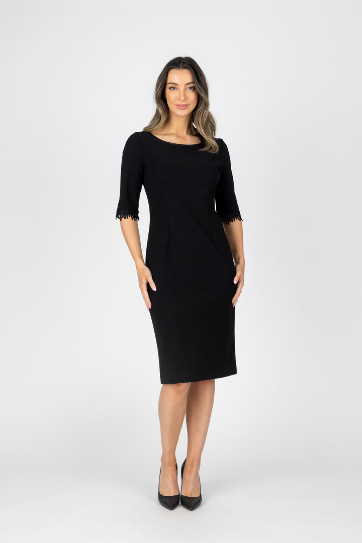 BOSTON Trimmed Round Neck 3/4 Sleeve Dress