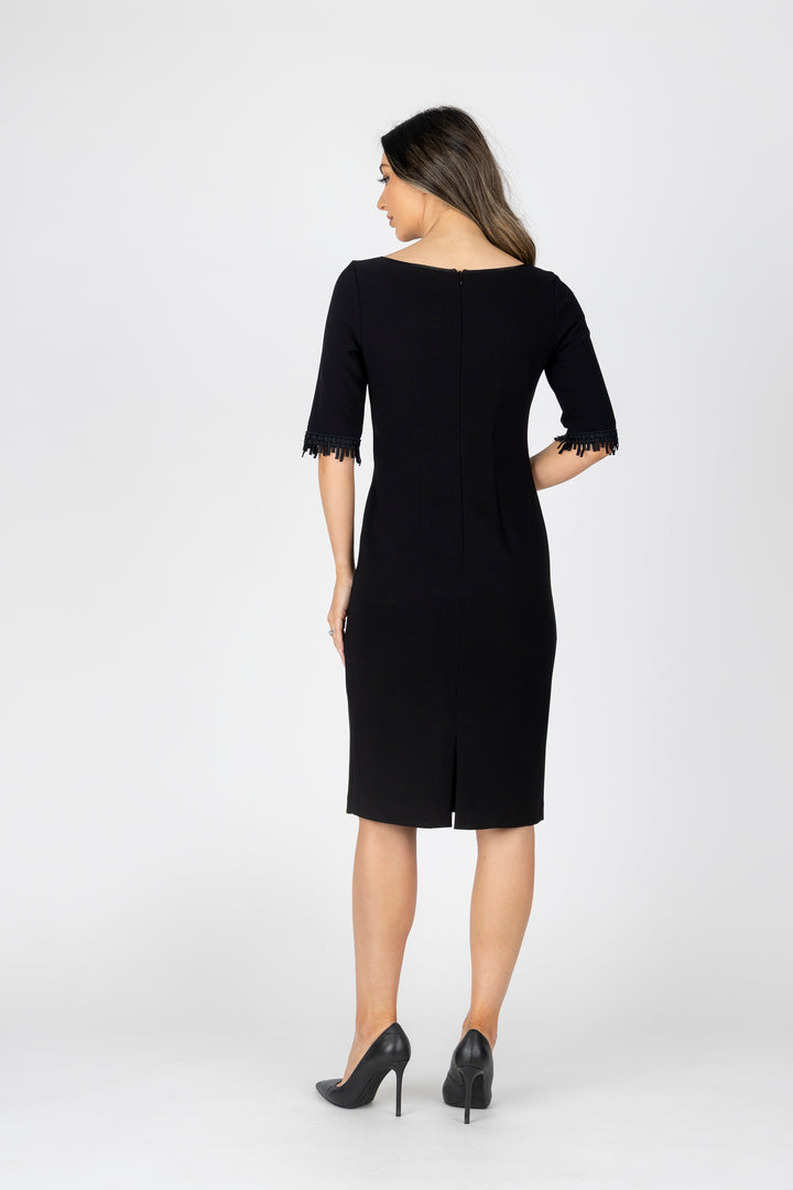 BOSTON Trimmed Round Neck 3/4 Sleeve Dress