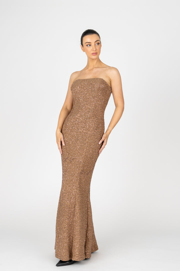 GODDESS Strapless Gown