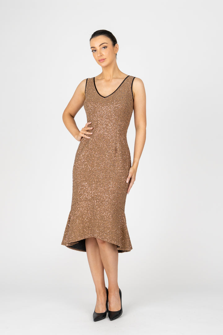 GODDESS Sequin Flute Hem Cocktail Dress