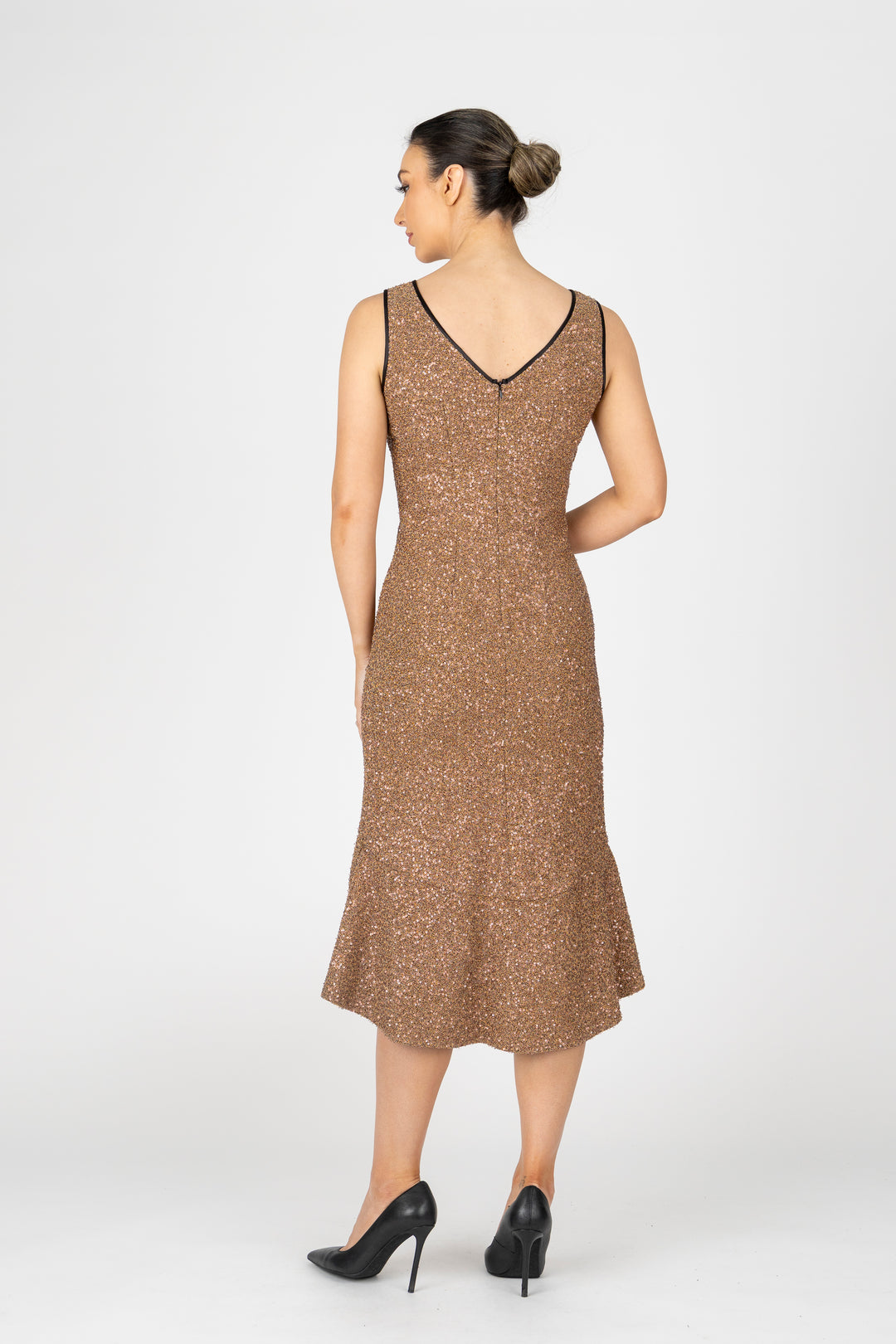 GODDESS Sequin Flute Hem Cocktail Dress