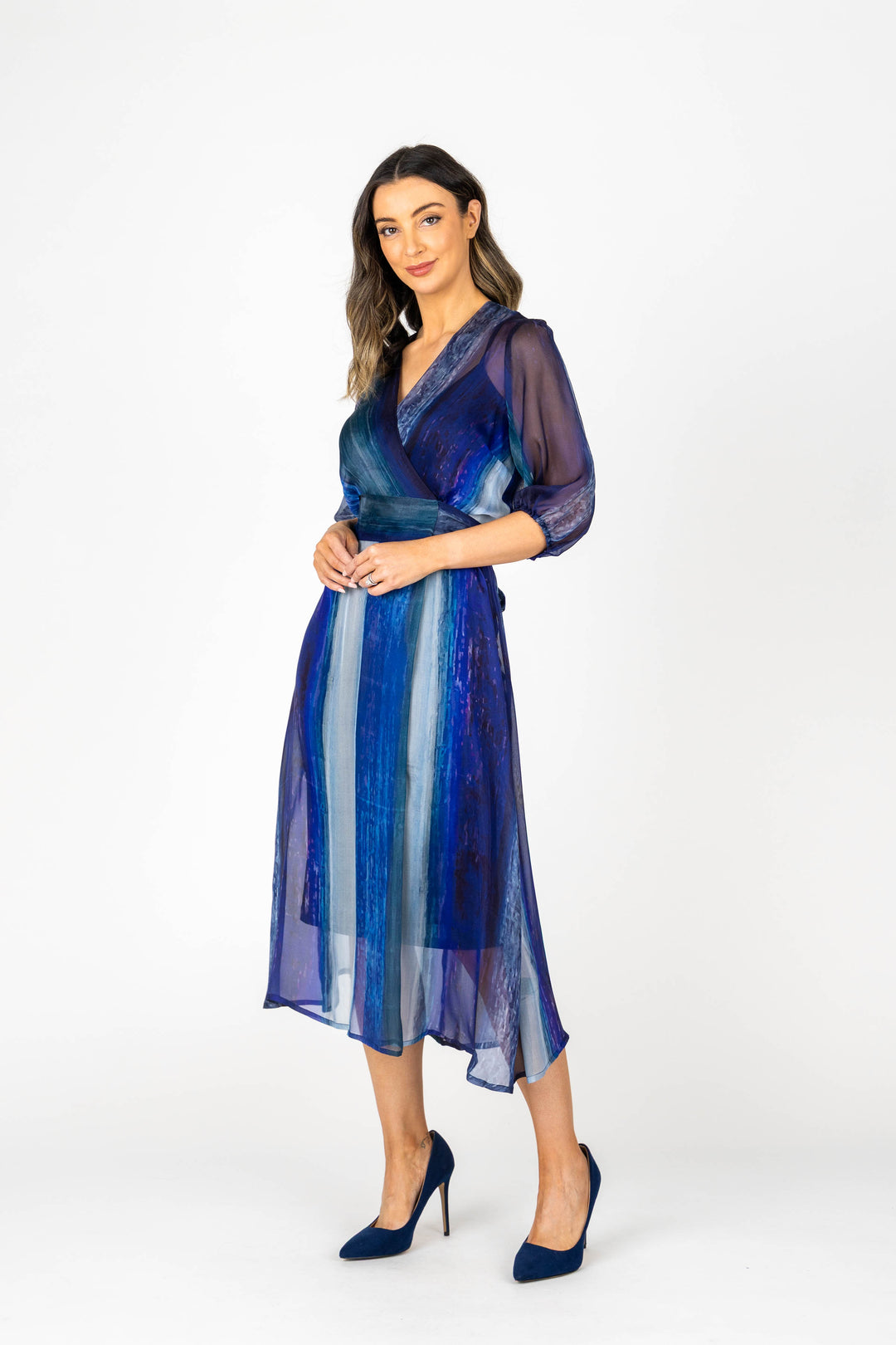 FLEUR Chiffon Blouson Sleeve Dress