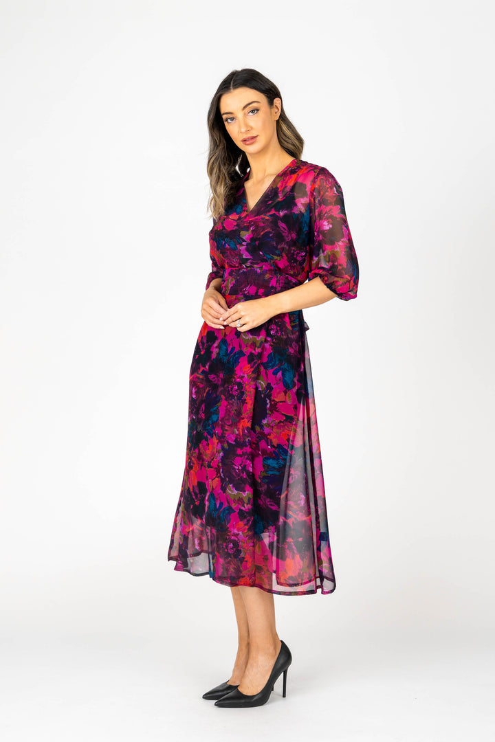 FLEUR Chiffon Blouson Sleeve Dress