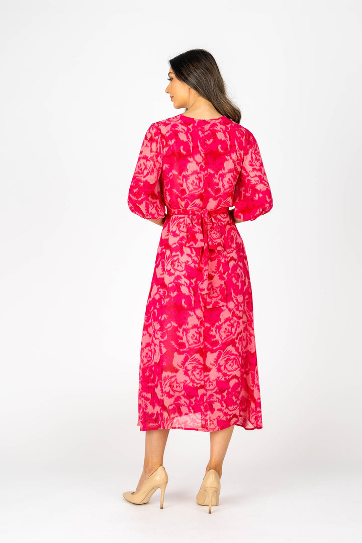 FLEUR Chiffon Blouson Sleeve Dress