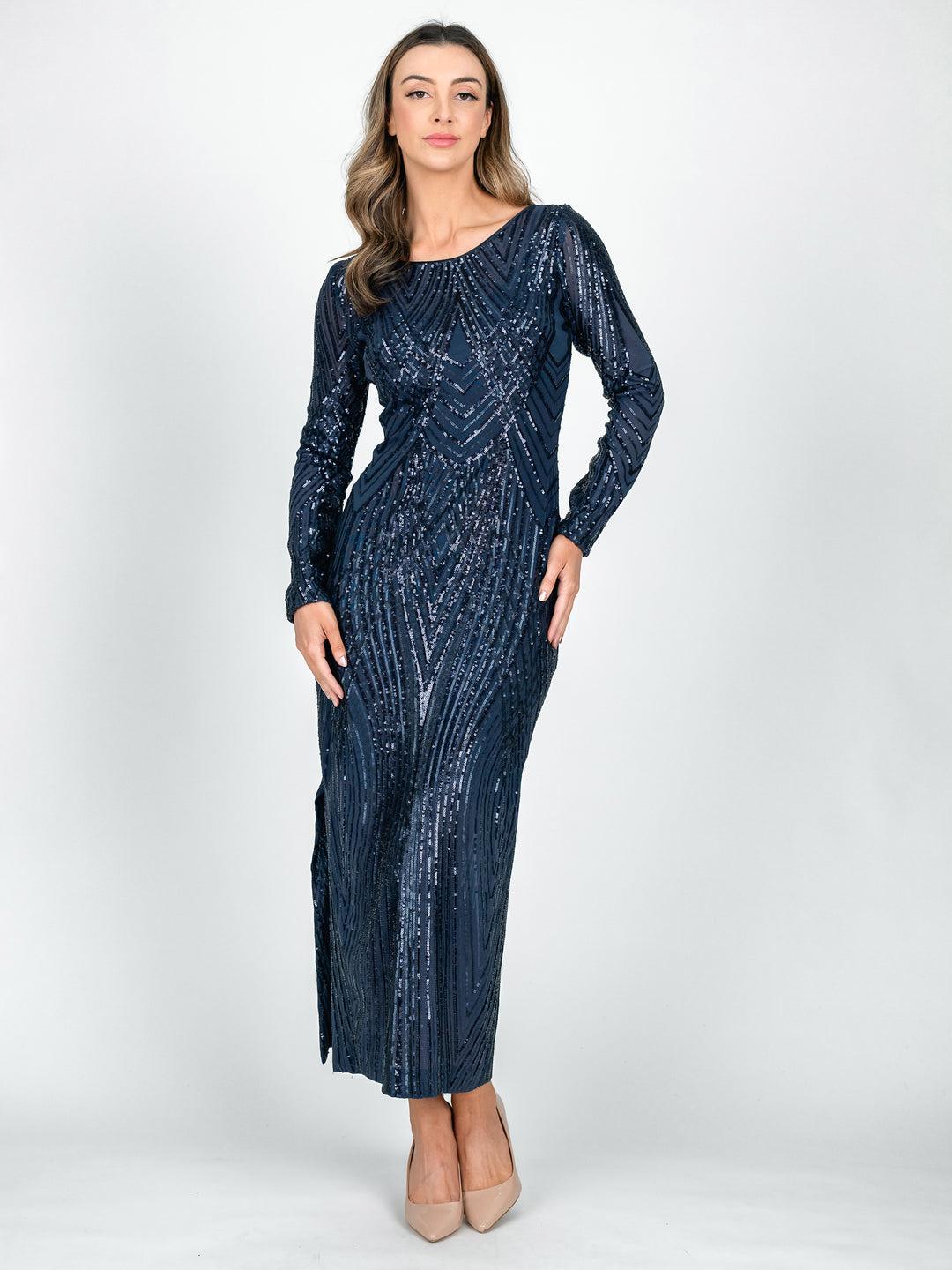 GALA Long Sleeve Reversible Evening Gown