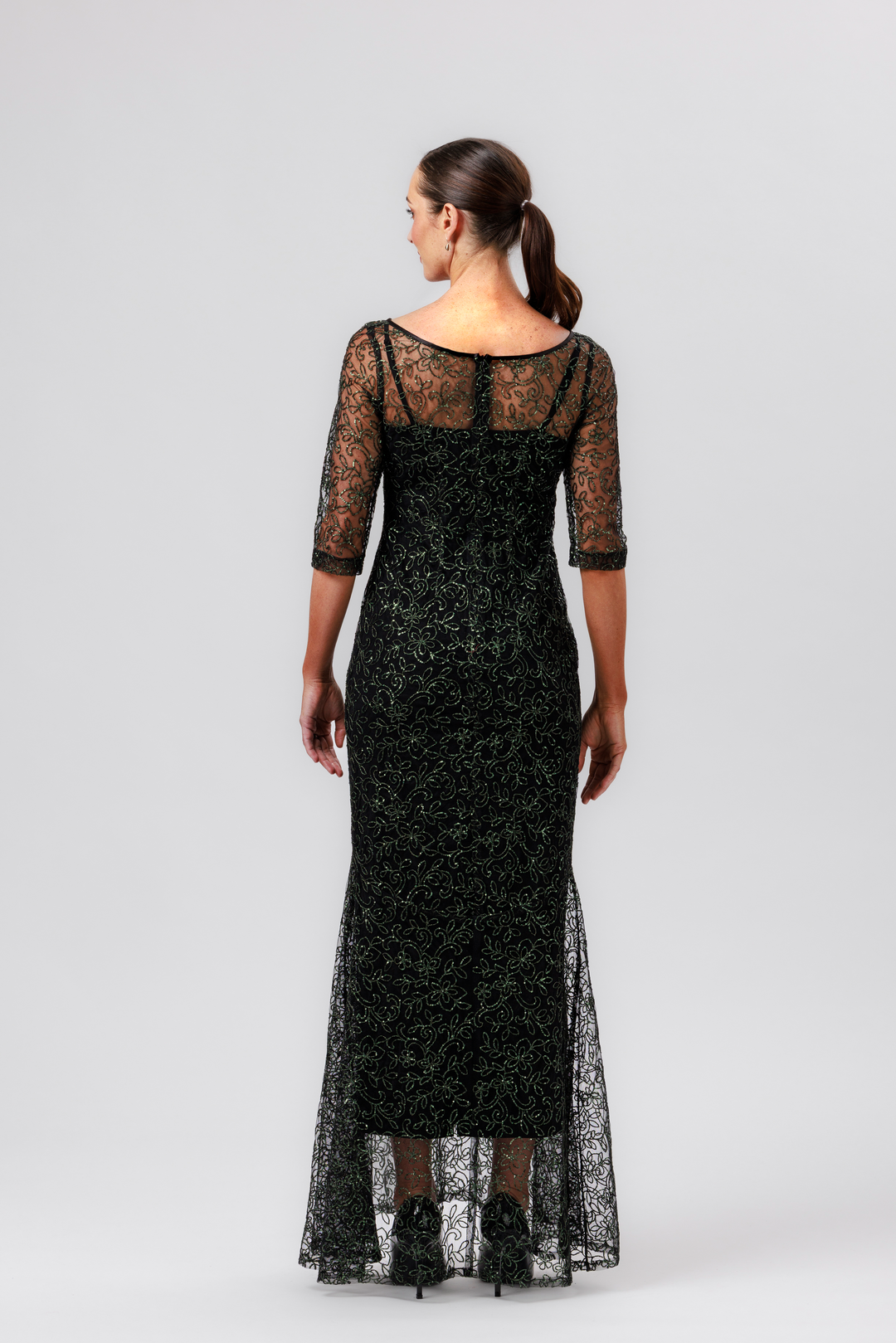 JOSEPHINE 3/4 Sleeve Flute Hem Gown