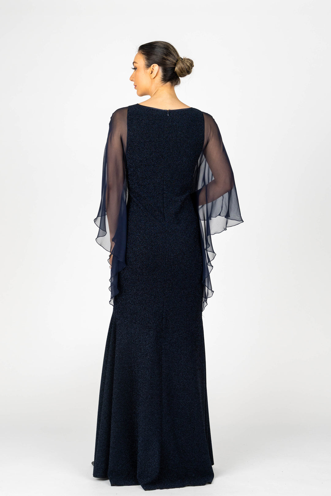 MIDNIGHT Chiffon Sleeve Long Gown