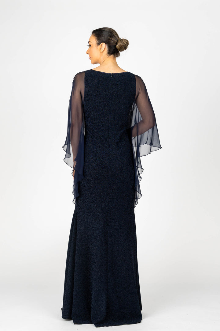 MIDNIGHT Chiffon Sleeve Long Gown