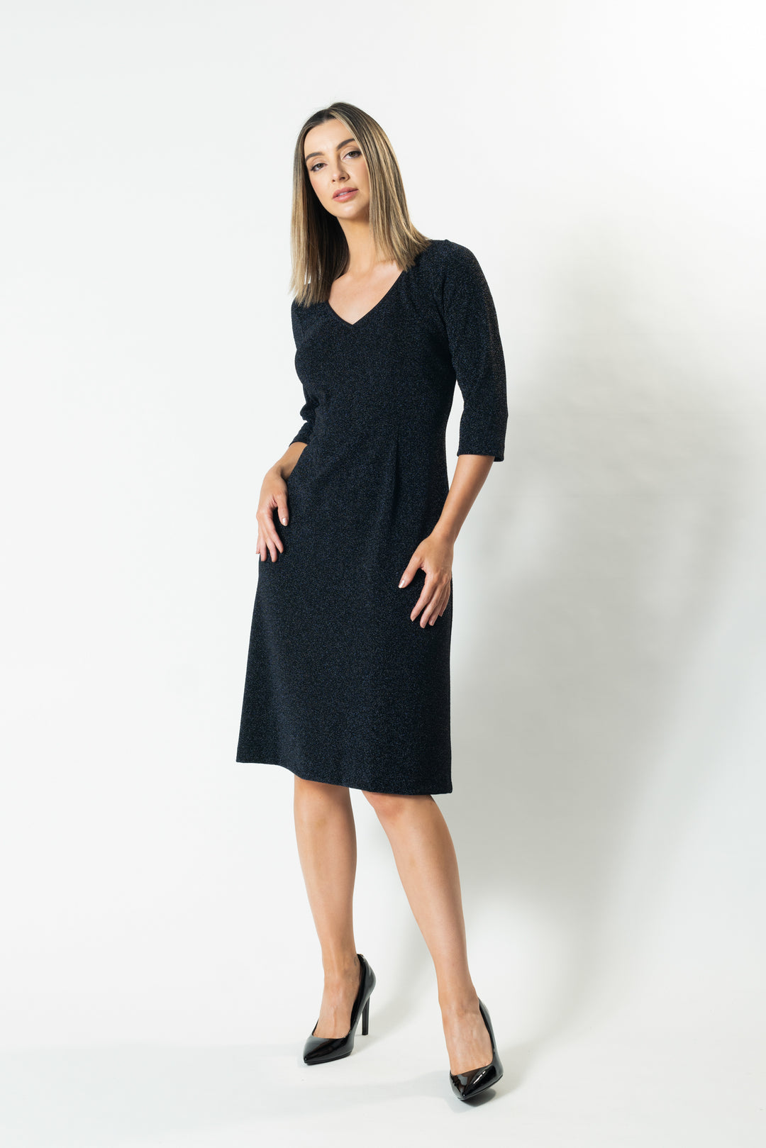 Lisa Barron | MIDNIGHT 3/4 Sleeve A-Line Dress | Made in Melbourne Lisa Barron | MIDNIGHT 3/4 Sleeve A-Line Dress | Made in Melbourne