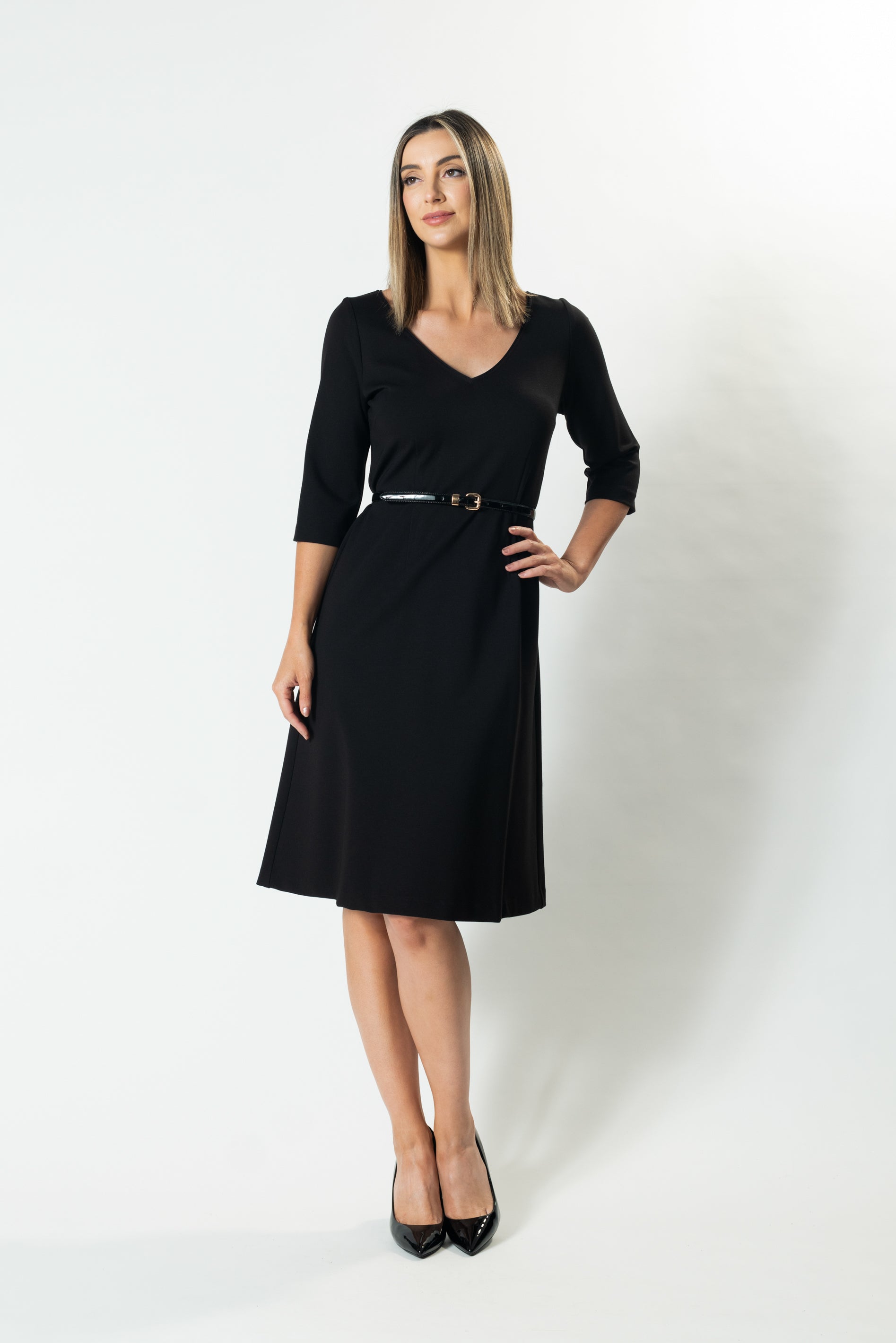 MIM 3 4 Sleeve A Line Dress