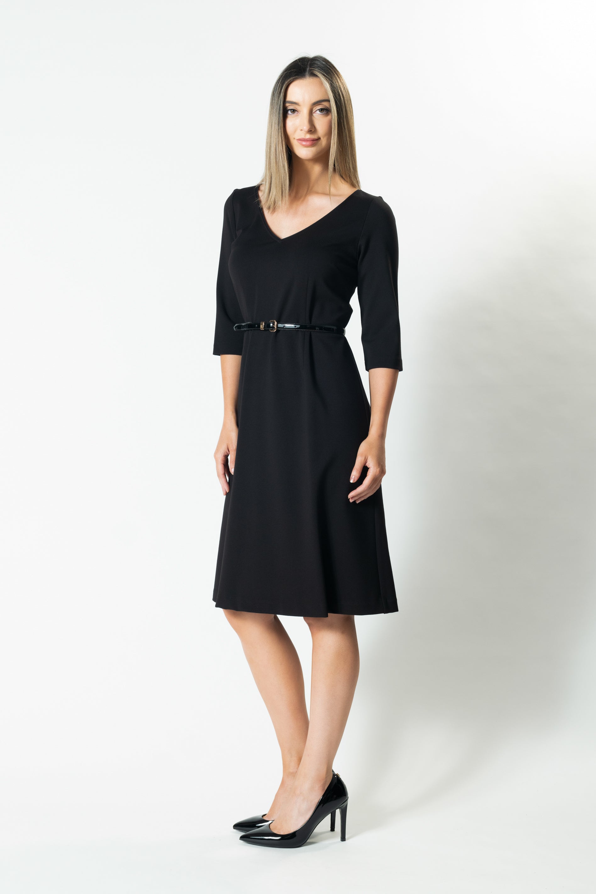 MIM 3 4 Sleeve A Line Dress