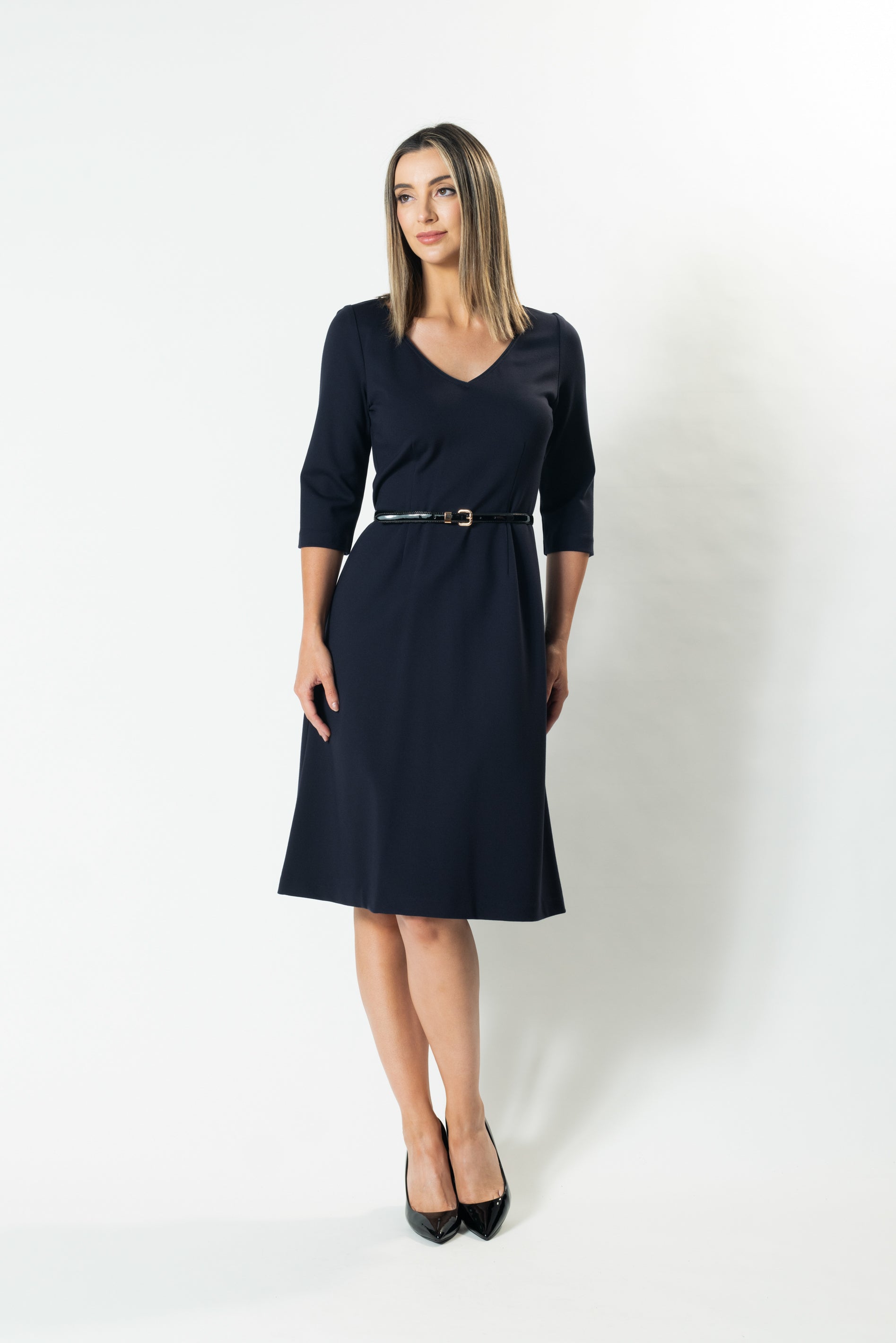 MIM 3 4 Sleeve A Line Dress