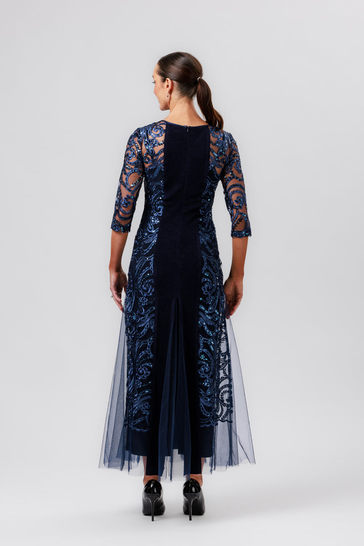 NINA 3/4 Sleeve Godet Gown