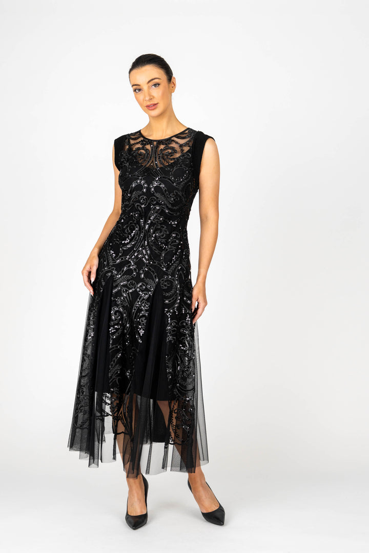 NINA Cap Sleeve Godet Gown