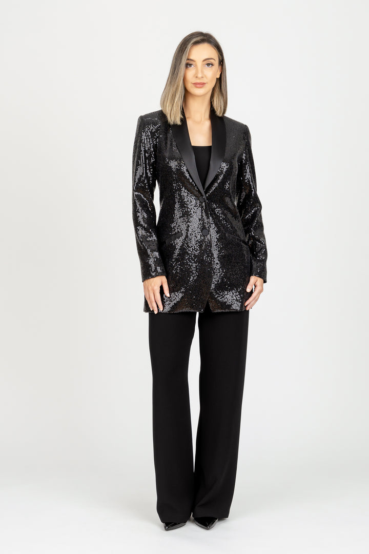 PRINCE Satin Collar Sequin Jacket