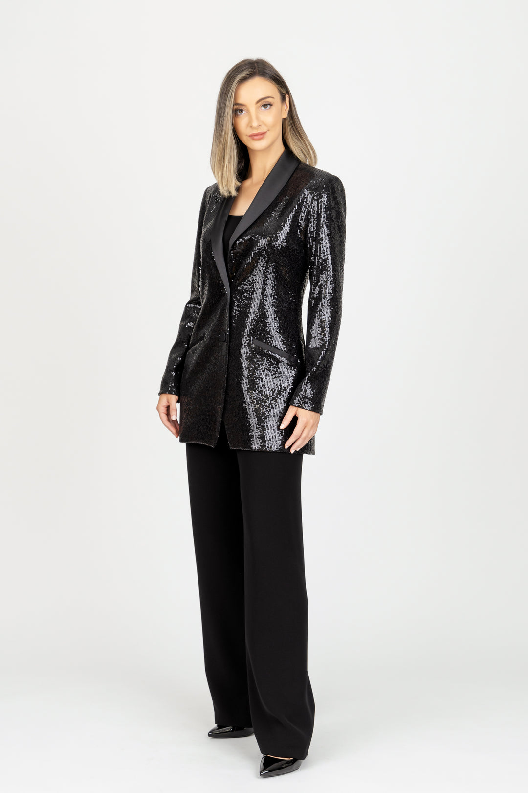 PRINCE Satin Collar Sequin Jacket