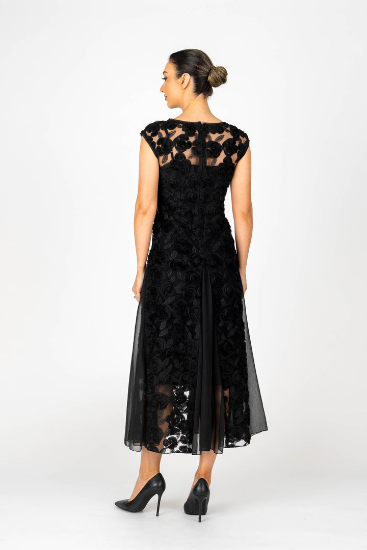 ROSETTE Cap Sleeve Godet Gown