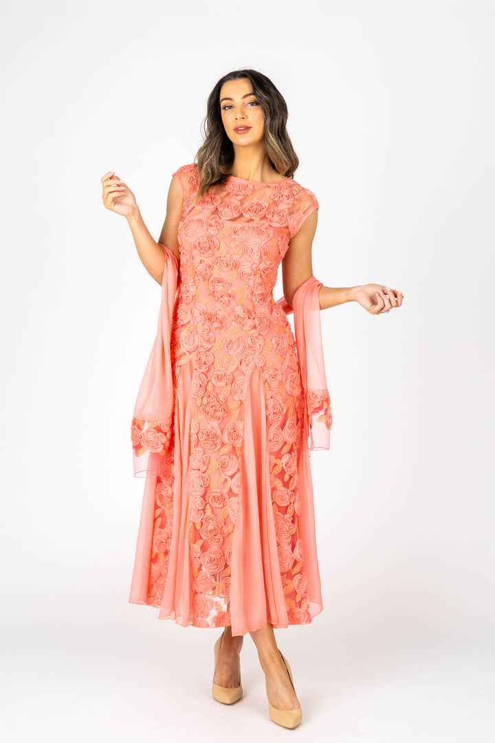 ROSETTE Cap Sleeve Godet Gown