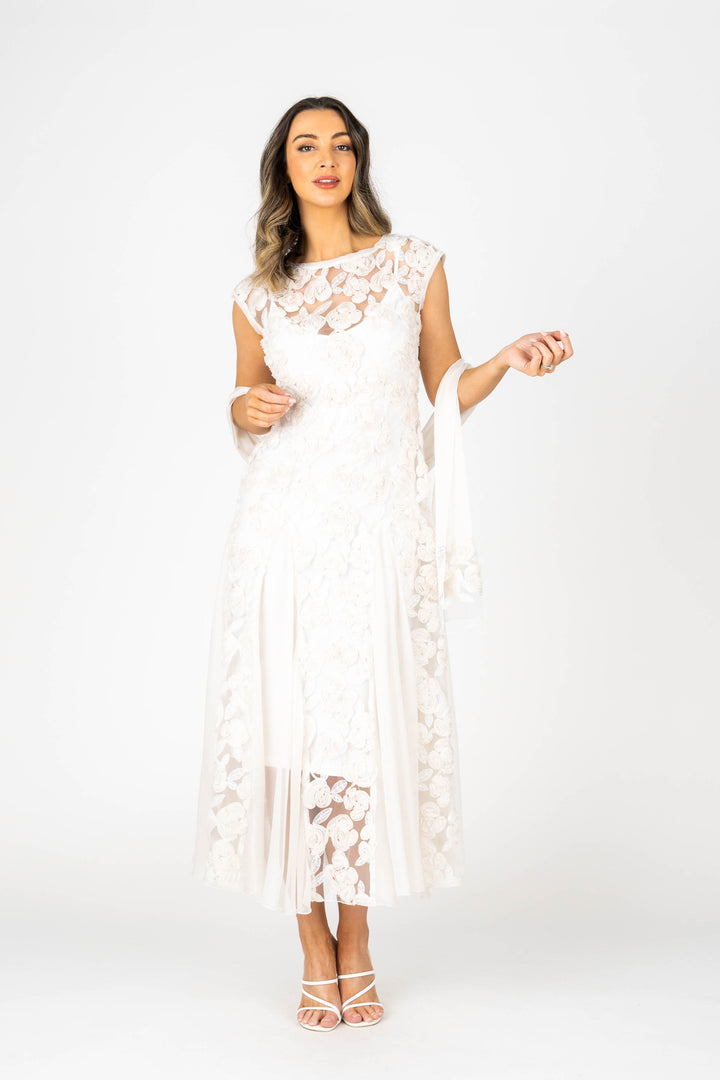 ROSETTE Cap Sleeve Godet Gown
