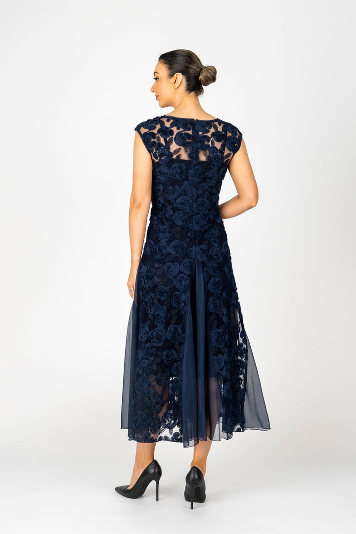 ROSETTE Cap Sleeve Godet Gown