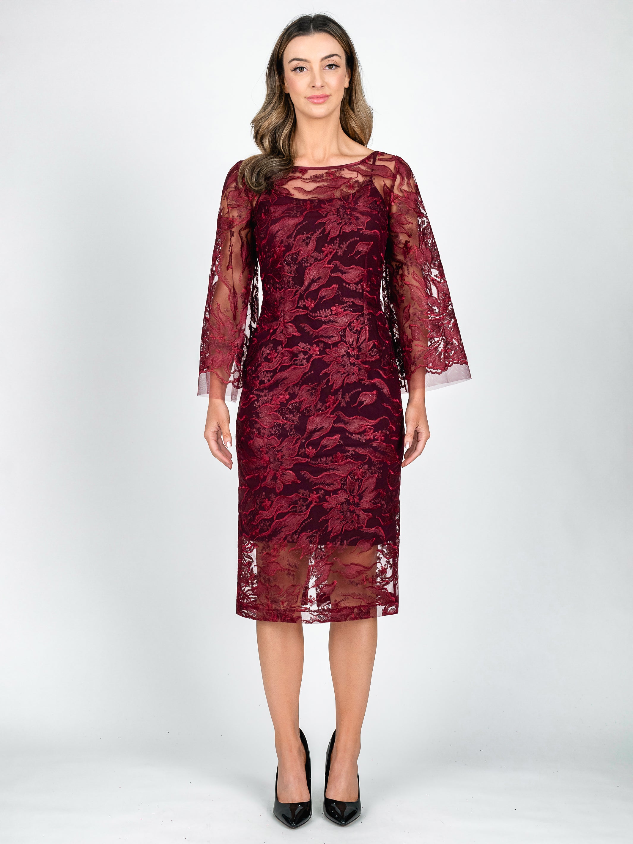 Lisa Barron VENEZIA Bell Sleeve Cocktail Dress Made in