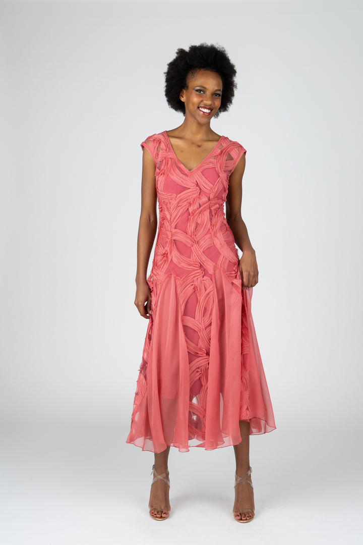 WILLOW V-Neck Godet Cocktail Dress