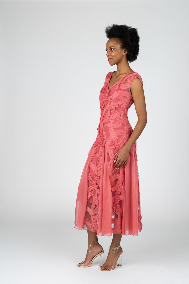 WILLOW V-Neck Godet Cocktail Dress