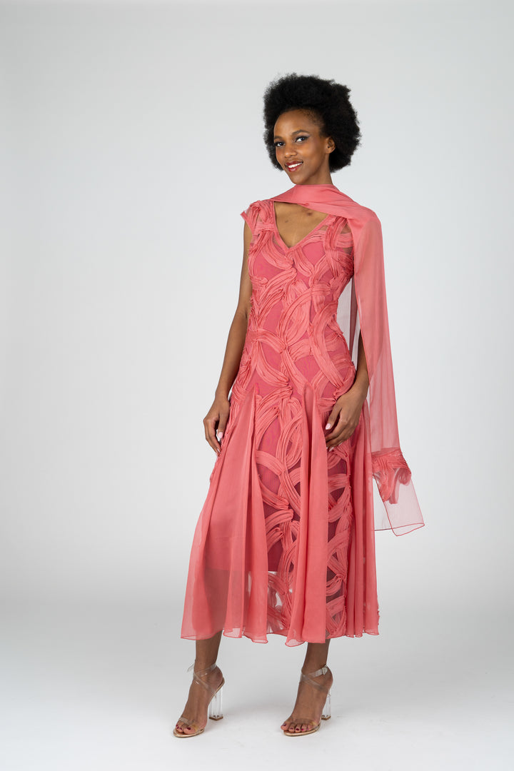 WILLOW V-Neck Godet Cocktail Dress