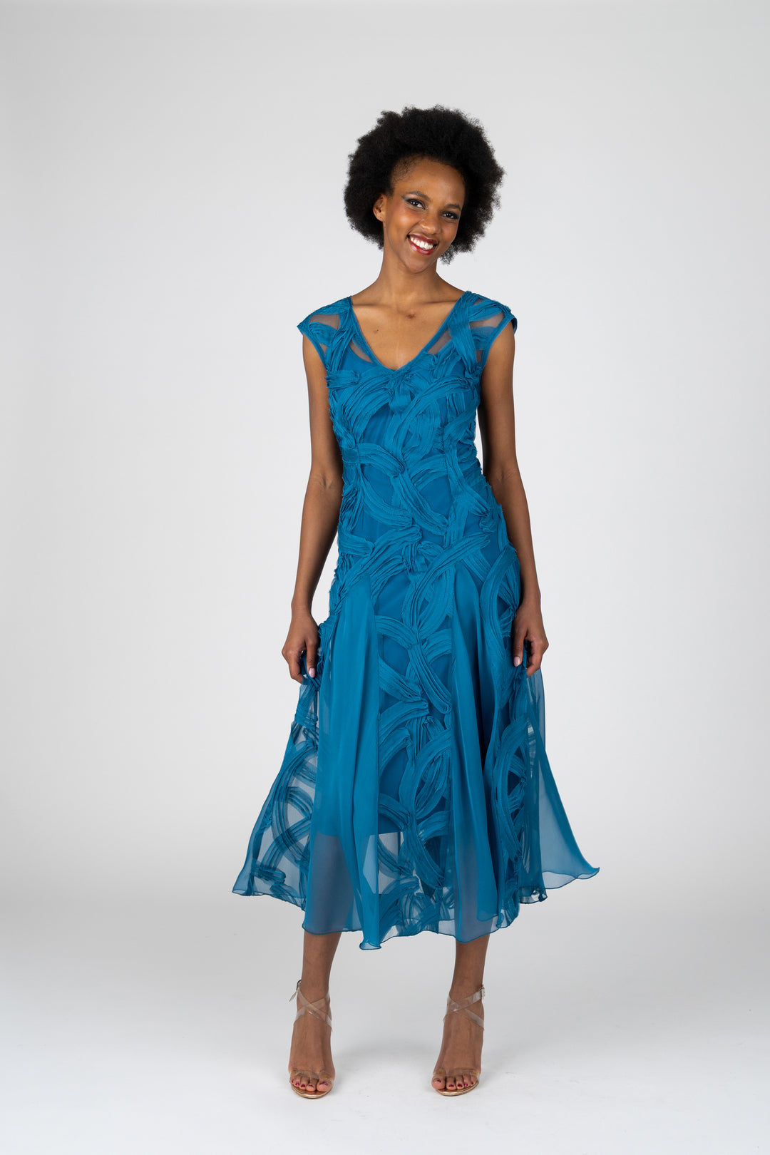 WILLOW V-Neck Godet Cocktail Dress