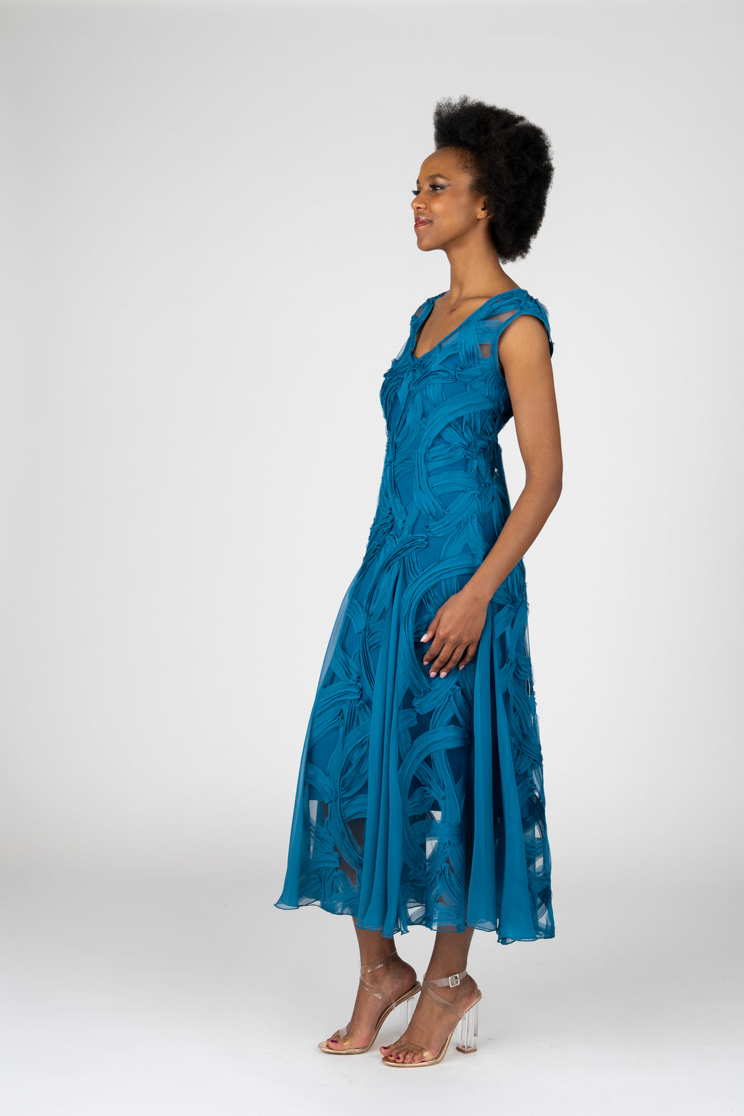 WILLOW V-Neck Godet Cocktail Dress