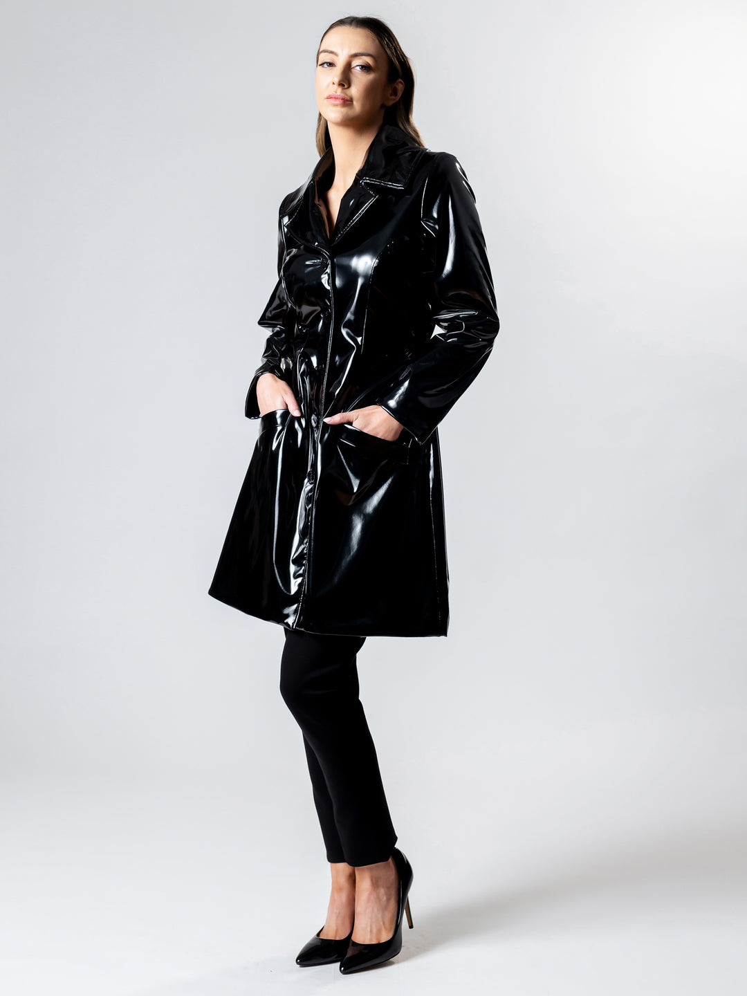 KINK Patent Tie Up Short Trench Coat