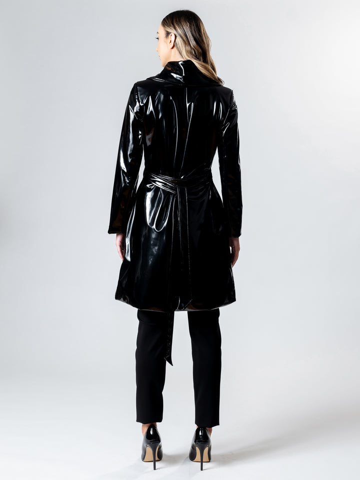KINK Patent Tie Up Short Trench Coat