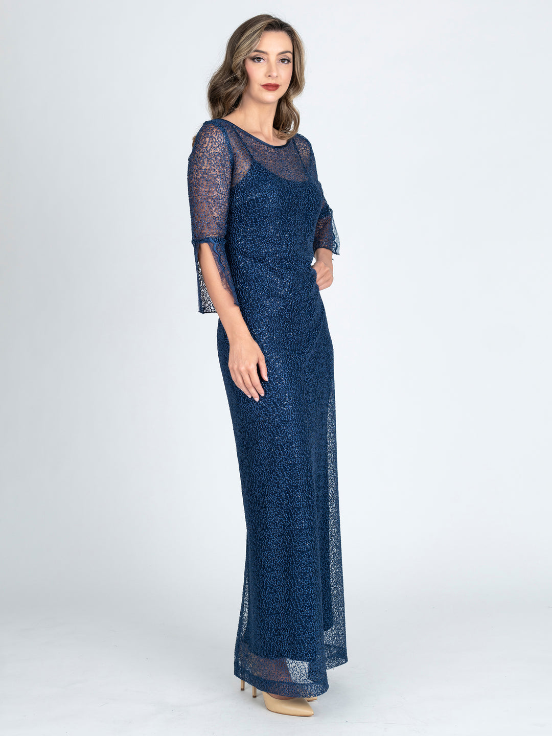 LUXE 3/4 Sleeve Evening Gown