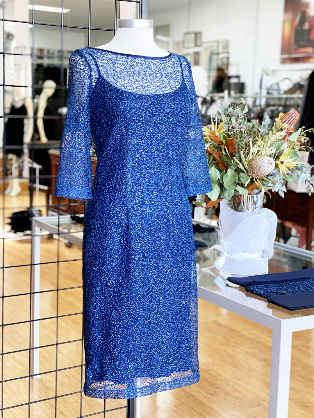 cocktail dresses with sleeves australia A-Line 3/4 Sleeves Tea-Length Satin Cocktail Dresses