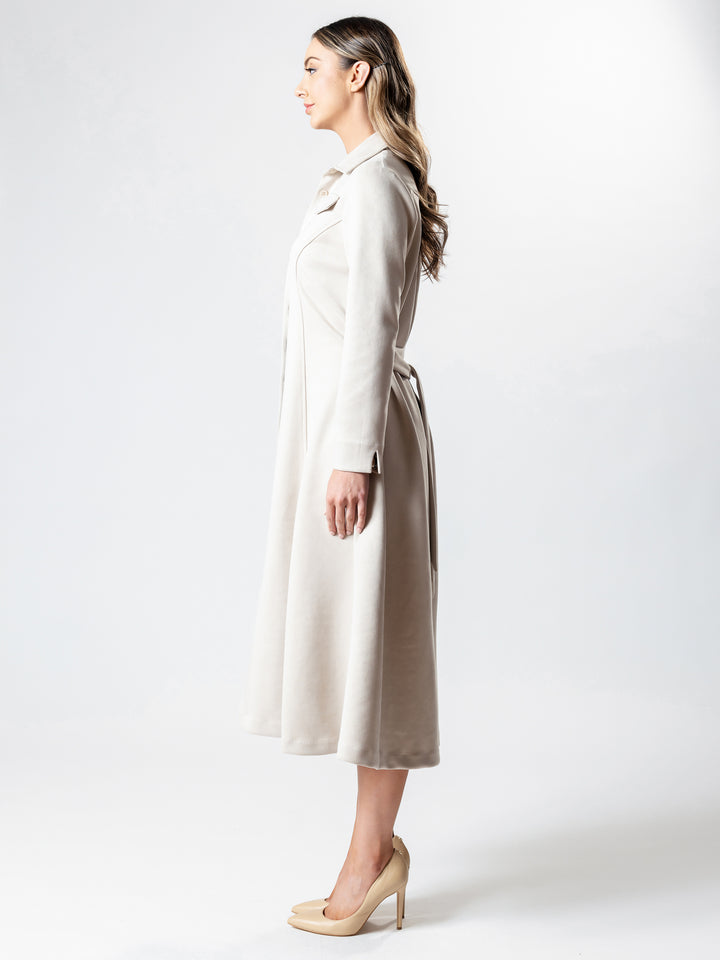 OXFORD Long-Line Suedette Coat Dress