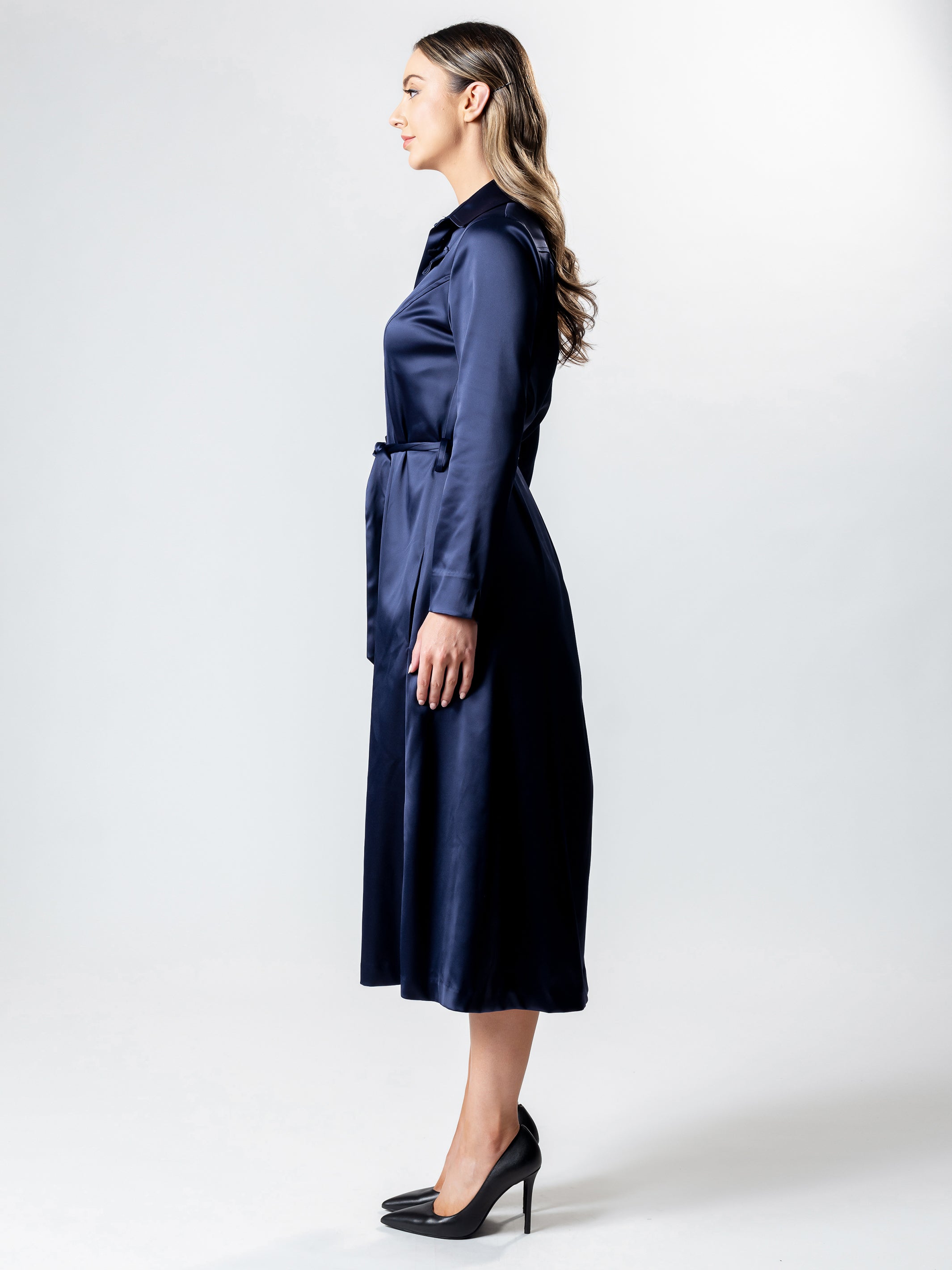 VANITY Long Line Satin Coat Dress