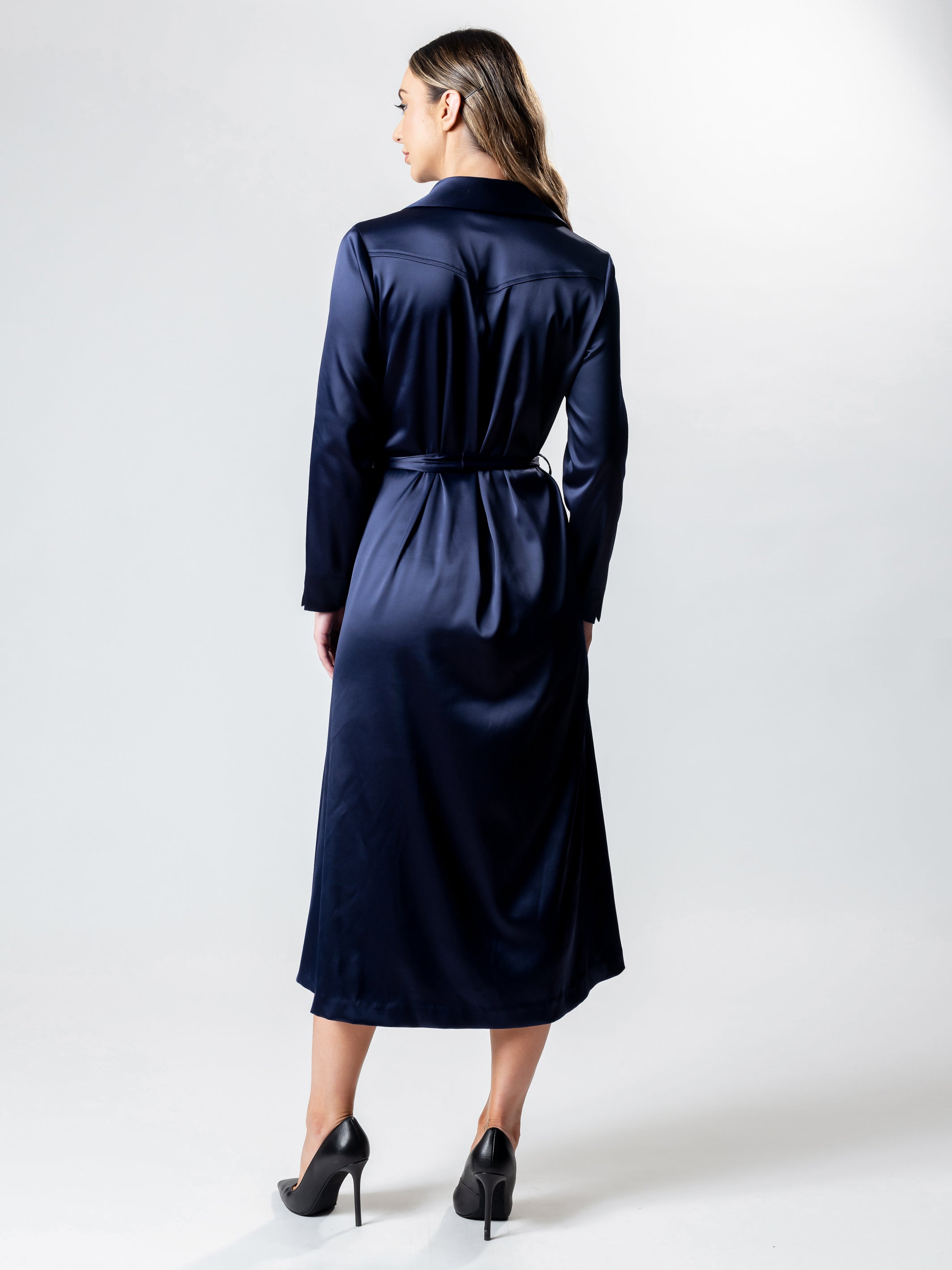 VANITY Long Line Satin Coat Dress